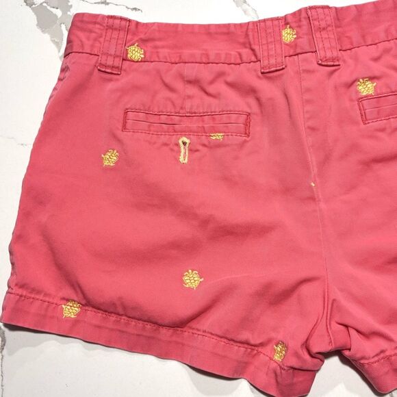J. Crew Women's Pineapple Print Coral Shorts with Yellow Embroidery Size 8 - Picture 6 of 15